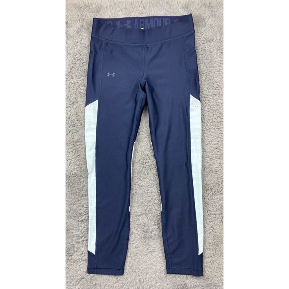 Under armour navy crop leggings with light blue side